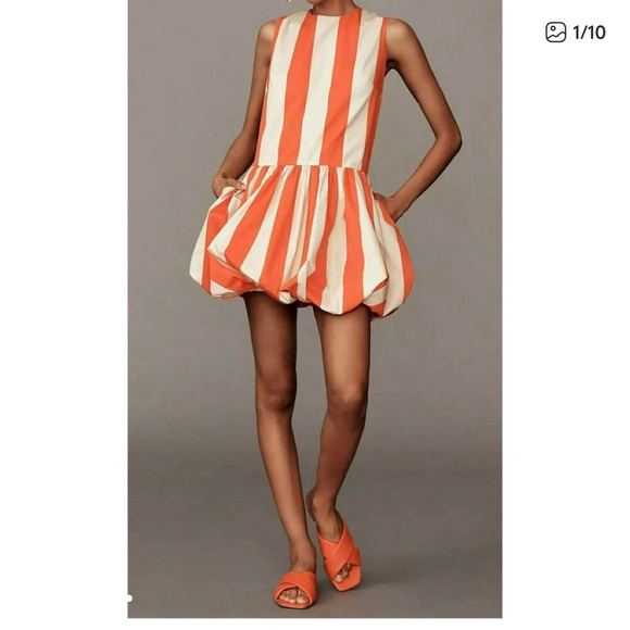Anthropologie Dresses & Skirts - NWT Anthropologie Mare Mare Bubble Hem Mini Dress Red Cream Striped medium